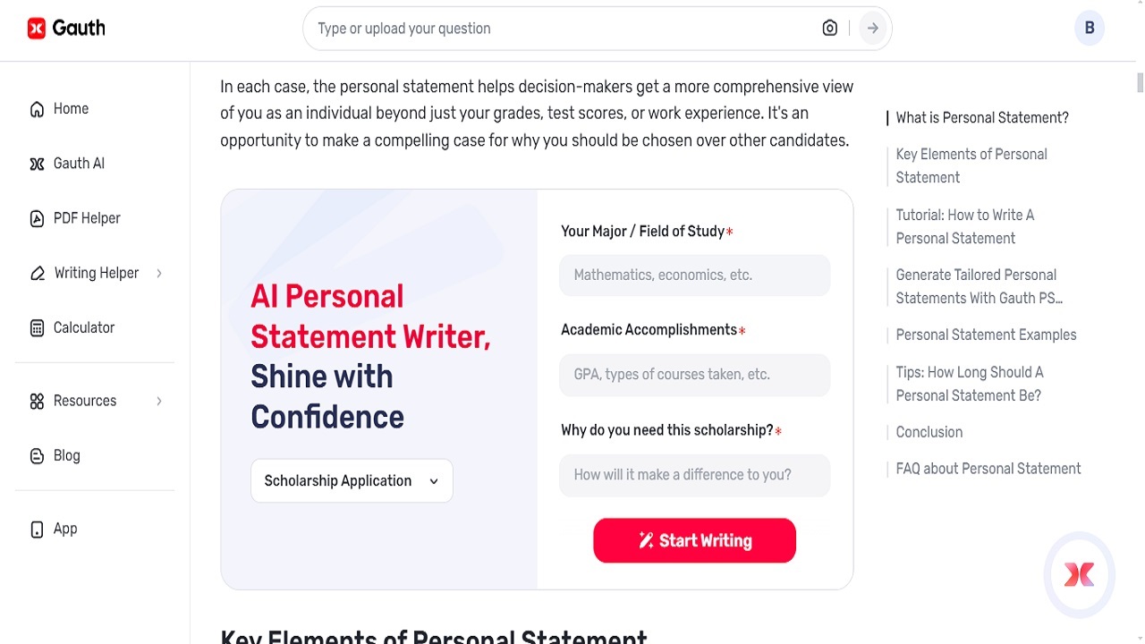 Decoding Personal Statement Requirements: What to Look for with the Help of Gauth